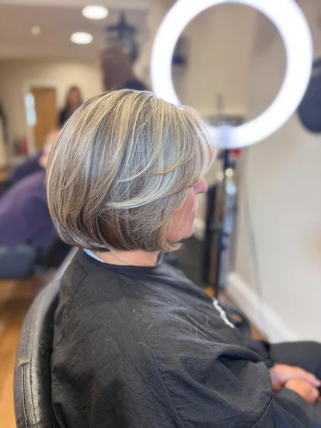 Silver Highlighted Bob for Mature Women