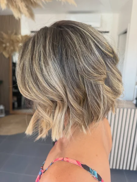 Choppy Ash Blonde Angled Bob