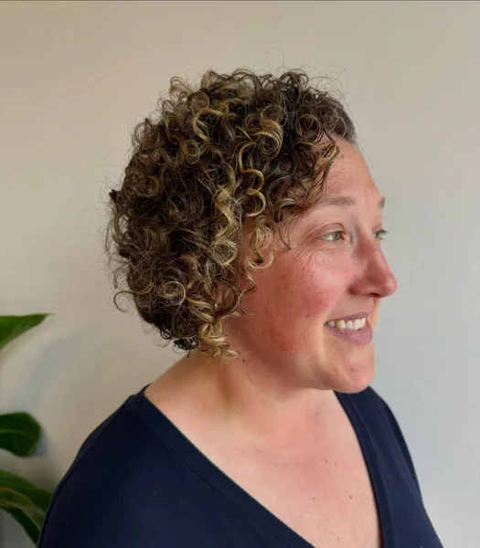 Curly Bob with Golden Tips