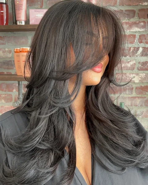 Auburn Butterfly Layers with Bangs