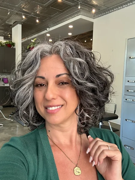 Salt-and-Pepper Curly Bob