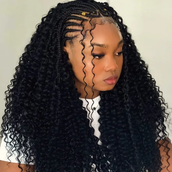Heart Pattern Cornrows with Curls