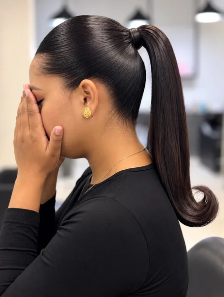 High Ponytail with Flipped Ends