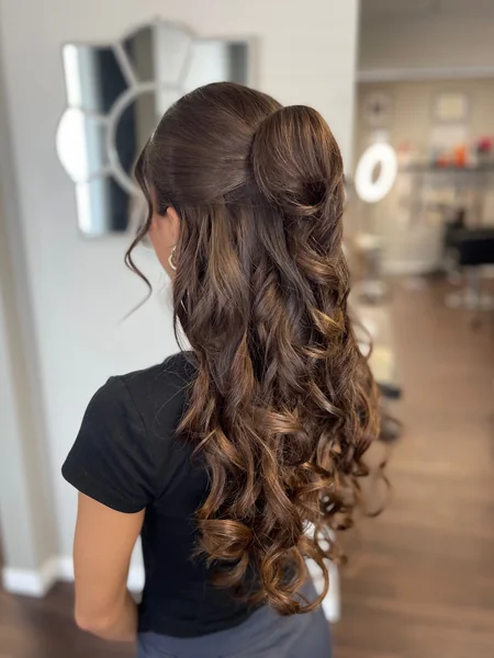 Half-Up Crown Bump with Curls