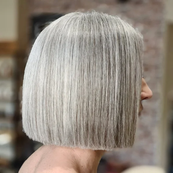 One-Length Silver Blunt Bob