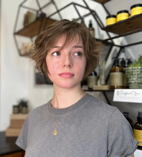 Low-Maintenance Textured Bixie with Side Bangs