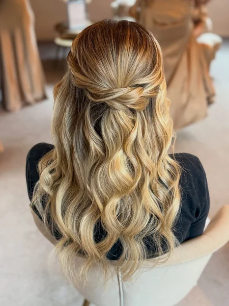 Twisted Half Up on Wavy Hair