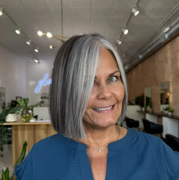Side-Part Silver Streak Bob