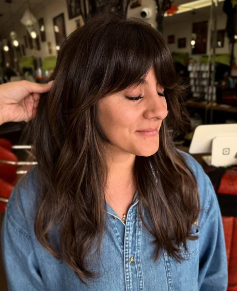 Balayage with Long Side Bangs