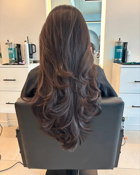 Layered Wine Brown Curls