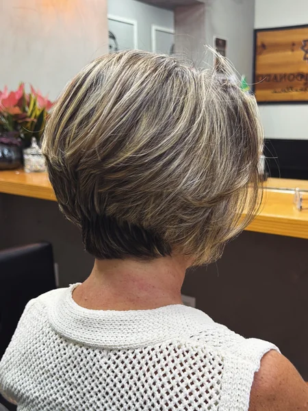 Grey Highlighted Stacked Bob