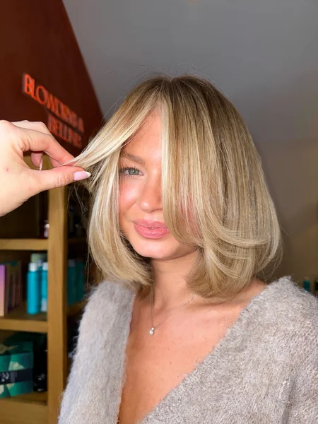 Honey Blonde Blowout Bob