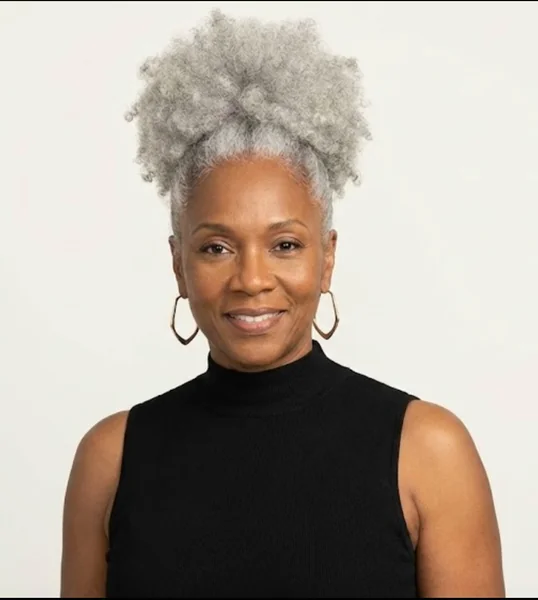 High Silver Curly Puff