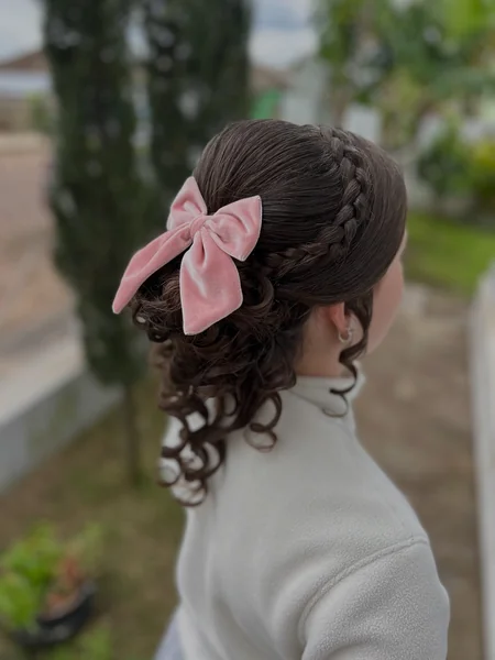 Half Updo with Braid and Bow