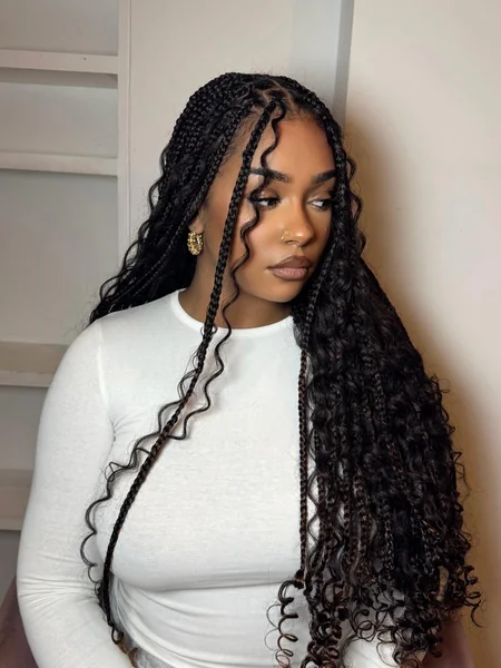 Knotless Braids with Curly Ends