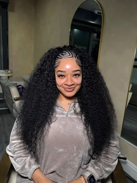 Swirl Cornrows with Big Kinky Curls