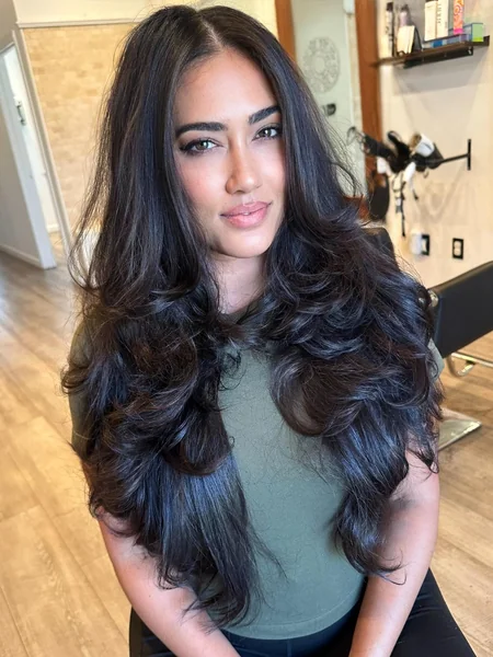 Bombshell Blowout on Dark Hair