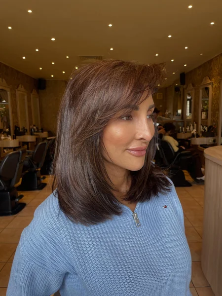 Chestnut Lob with Side Bangs