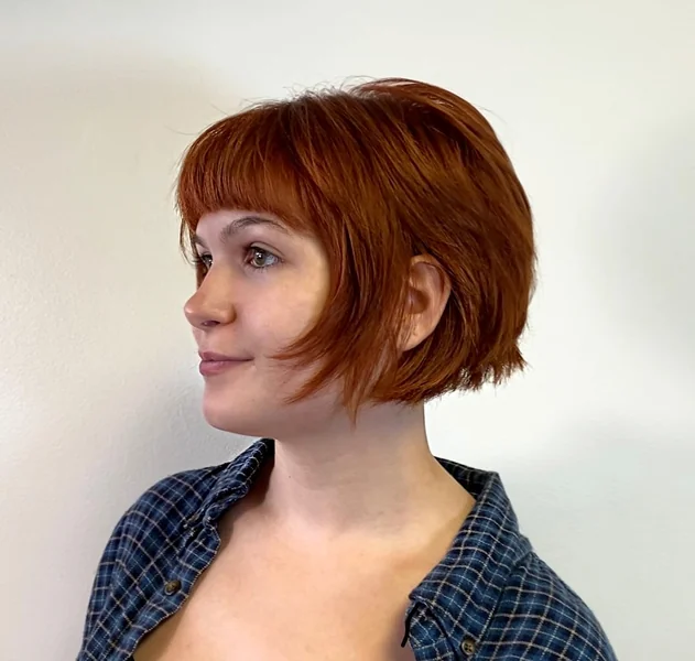 Copper Bixie Bob with Blunt Bangs