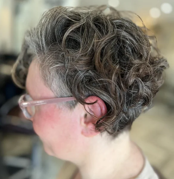 Curly Pixie with Tapered Sides