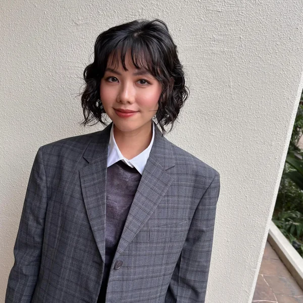Short Curly Bob with Bangs
