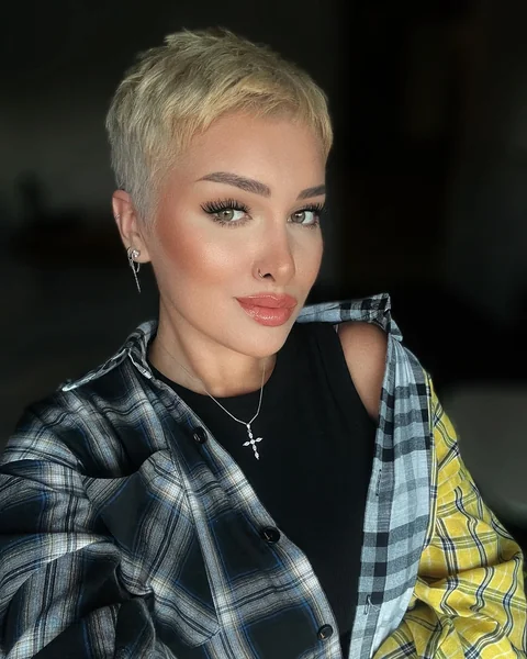 Bleached Blonde Pixie Crop