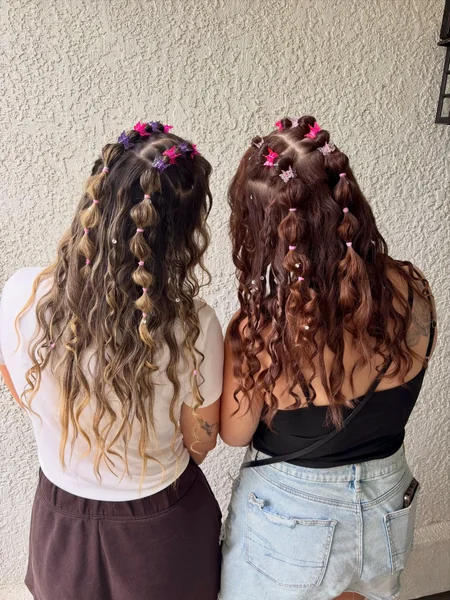 Bubble Braids with Butterfly Clips