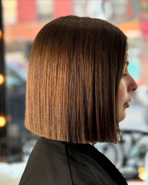 Glossy Chestnut Blunt Bob