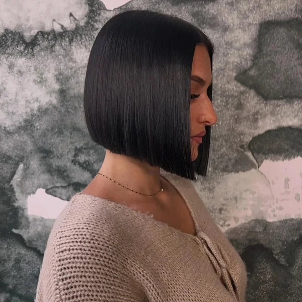 Sleek Blunt Bob in Jet Black