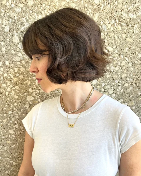 French Wavy Bob with Soft Bangs