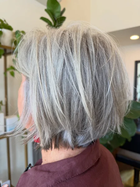 Razor-Cut Layered Gray Bob