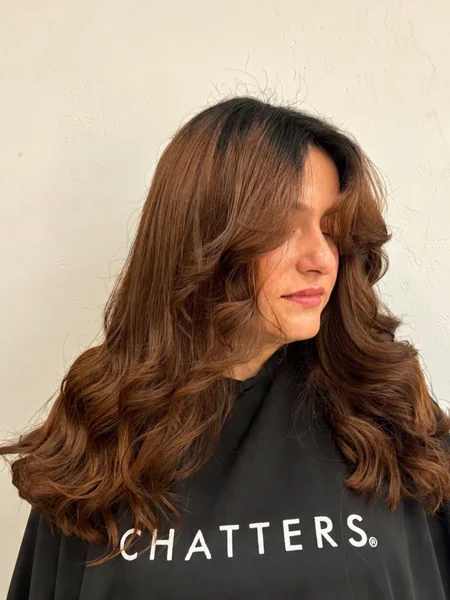 Butterfly Layers with Curtain Bangs, Auburn