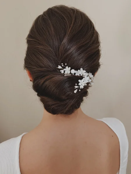 Low Chignon with Flowers