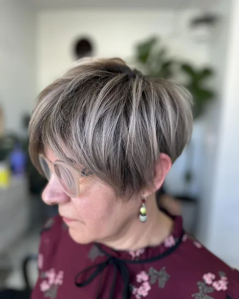Ash Brown Bixie with Silver Highlights