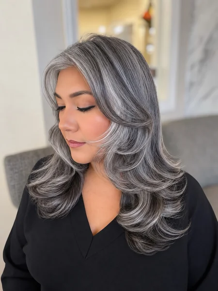 Long Butterfly Layers in Silver Gray