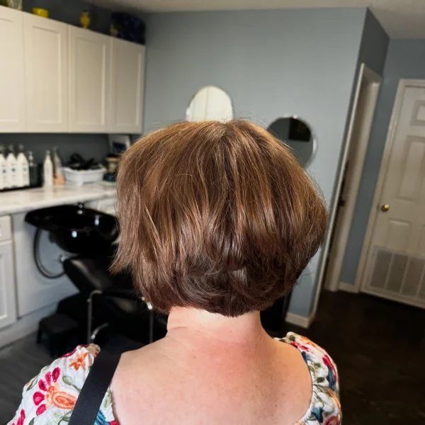 Brunette Stacked Layered Bob