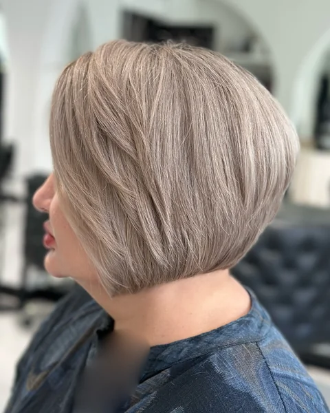 Ash Blonde Layered Bob