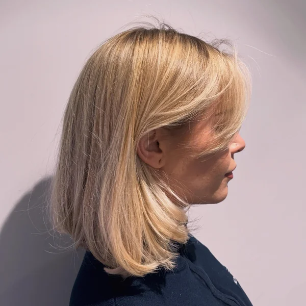Soft Blonde Lob with Side Fringe
