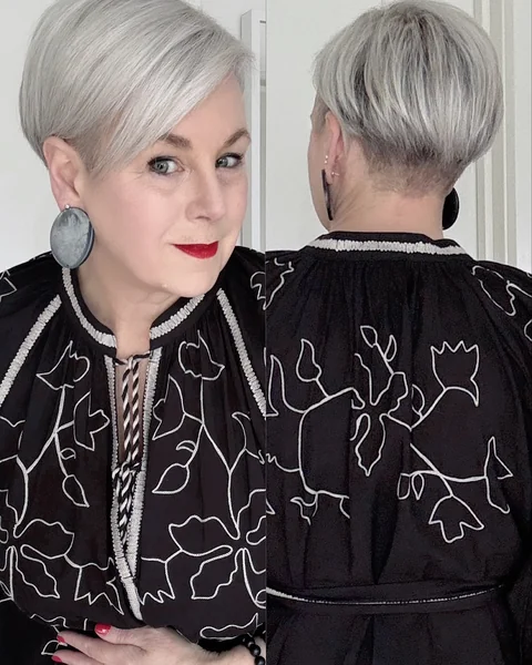 Silver Pixie with Undercut Nape