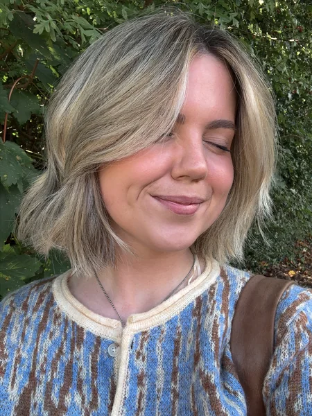 Soft Blonde Bob with Swept Fringe