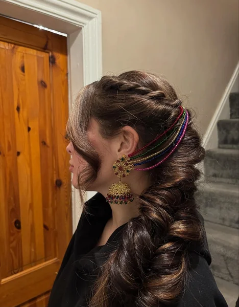 Loose Side Braid with Jhumkas