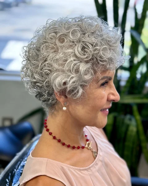 Silver Curly Pixie