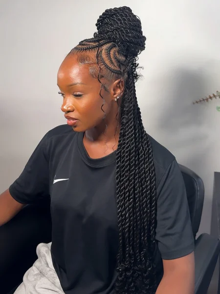 Cornrow Bun with Twists