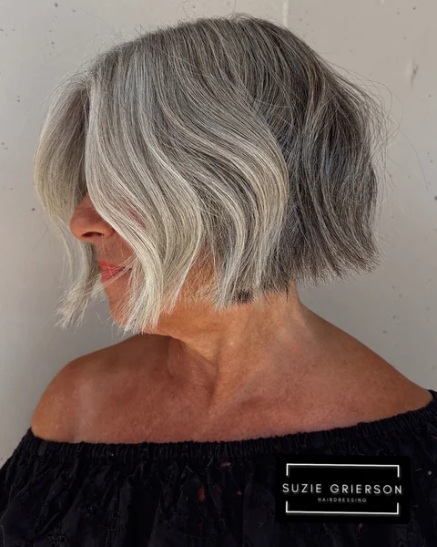 Jaw-Length Wavy Silver Bob