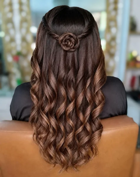 Half-Up Twisted Rose with Spiral Curls