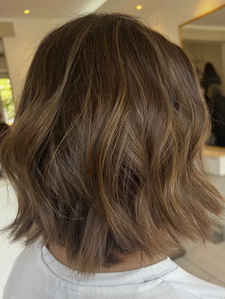 Wavy Brunette Bob Back View