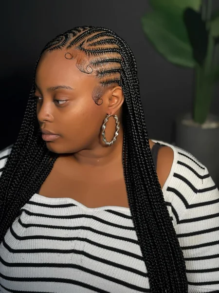 Stitch Cornrows with Long Braids