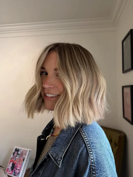 Blunt Blonde Bob with Soft Waves