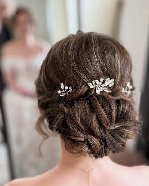 Textured Updo with Crystal Leaves