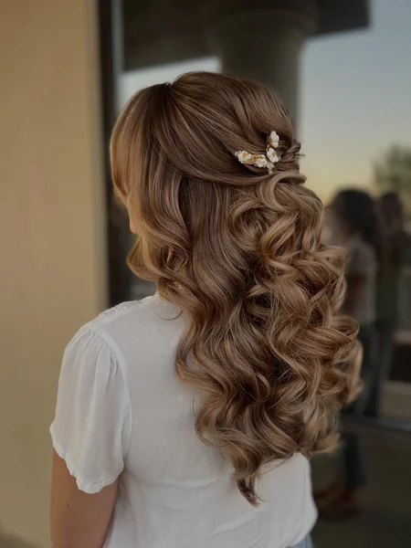 Romantic Half Up with Flower Pin